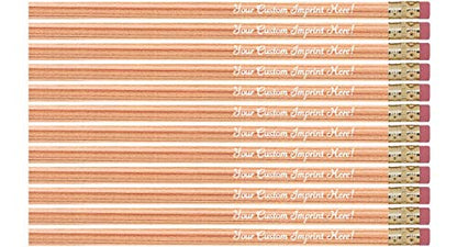 Express Pencils™ Personalized Pencils - Round - Custom Imprinted - 12 piece pkg - Made in USA -Customizable (Natural) - color: Natural