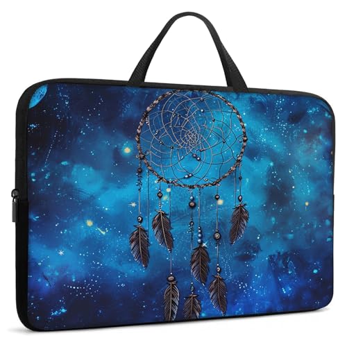 Laptop Sleeve Bag with Handle Computer Protective Soft Cover Case for 14 Inch 13 Inch Laptop,Blue Dream Catcher - color: Blue Dream Catcher