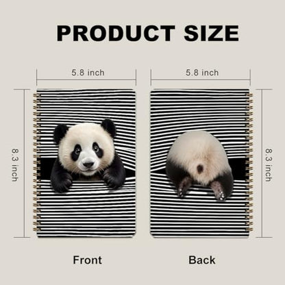2 Pcs Panda Gifts for Women Spiral Notebook, Funny Panda Journal Notebook | A5 160 Pages College Ruled Notebooks, Spiral Notepad, Hardcover Journals for Writing Office, Pandas Lovers Gifts for Friends - color: Multicolour 0034