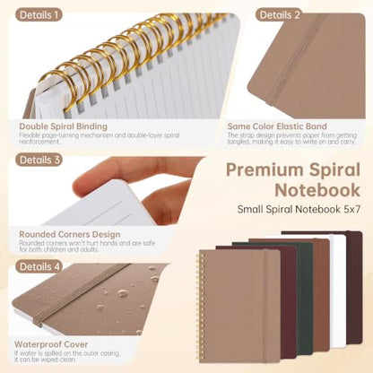 Watersay 30 Pcs Small Spiral Notebooks A6 with Straps, Multicolor 5" x 7" Pocket Notebooks Mini Lined Journals 50 Sheets for Back to School Supplies Students Rewards Office Gifts(Brown) - color: Brown