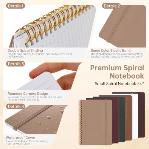 Watersay 30 Pcs Small Spiral Notebooks A6 with Straps, Multicolor 5" x 7" Pocket Notebooks Mini Lined Journals 50 Sheets for Back to School Supplies Students Rewards Office Gifts(Brown) - color: Brown