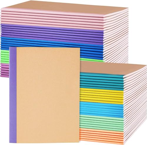 100 Pack A5 Colorful Ruled Lined Mini Notebook Journals Bulk, Soft Cover Kraft Composition Notepad Memo Cuadernos for Girls, Students, Traveler, Note Taking, School Supplies | soft cover kraft mini notebooks for students, girls, travelers, school supplies