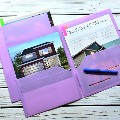 Youngever 6 Pack Heavy Duty Plastic Two Pocket Folders, Heavy Duty Plastic 2 Pocket Folder (Mauve) - color: Mauve