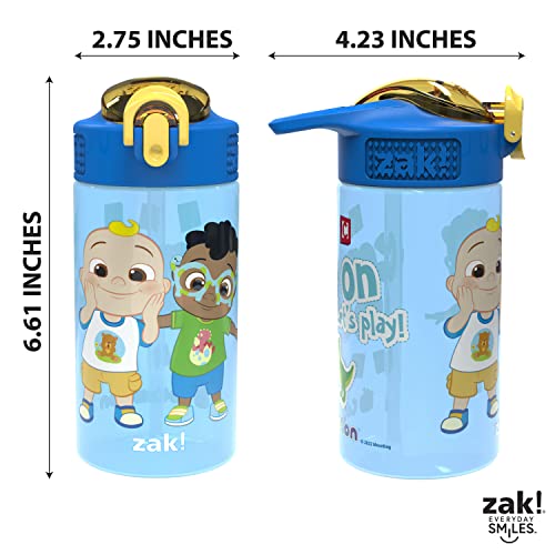 Zak Designs CoComelon Kids Water Bottle with Spout Cover and Built-In Carrying Loop, Durable Plastic, Leak-Proof Water Bottle Design for Travel (16 oz, 2-Pack, Non-BPA) - color: CoComelon 2pk