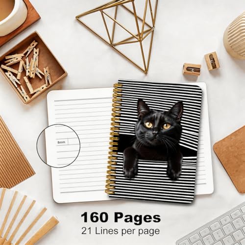 2 Pcs Cat Gifts for Women A5 Spiral Notebook, Funny Cats Journal Notebook | 160 Pages Cats Lovers Mom Lady Gifts Hardcover Journals for Writing Office, College Ruled Notebooks, Spiral Notepad - color: Multicolour 0031