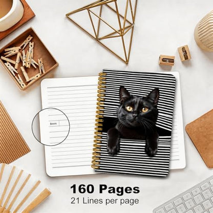 2 Pcs Cat Gifts for Women A5 Spiral Notebook, Funny Cats Journal Notebook | 160 Pages Cats Lovers Mom Lady Gifts Hardcover Journals for Writing Office, College Ruled Notebooks, Spiral Notepad - color: Multicolour 0031