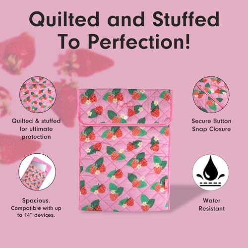 Sonix | Quilted Laptop Sleeve | 13-14 Inch, Quilted Soft Comfy Laptop Carrying Case, Computer Sleeve | Wild Strawberries (13" - 14") - color: Wild Strawberries
