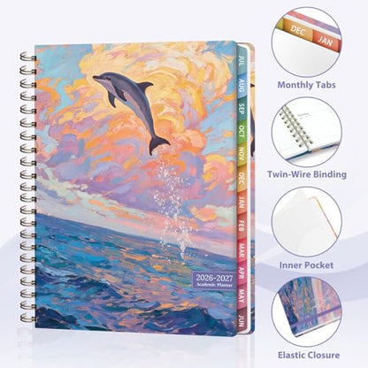 Planner 2026-2027, Weekly and Monthly Academic Year Calendar Planner, July 2026 - June 2027, Daily Agenda Book for Office School Supplies, Letter Size(8.5'' x 11'') - color: 2607-Dolphin, size: 8.5"x11"(Jul 2026-Jun 2027)