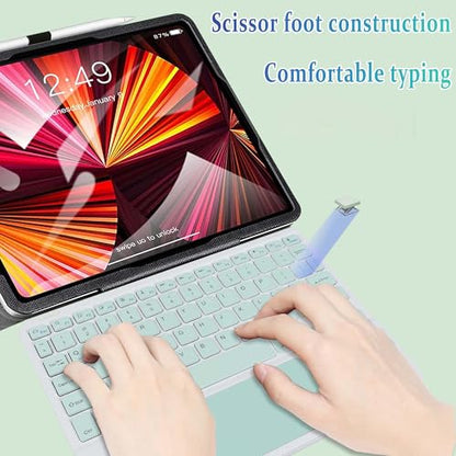 Ultra Slim Wireless Bluetooth Keyboard with Touchpad,10 Inch Ultra-Thin Rechargeable Portable Travel Keyboard for iOS Android Windows Smartphone Laptop Table,Student Kid Boy Girl Women Gift (Green) - color: green