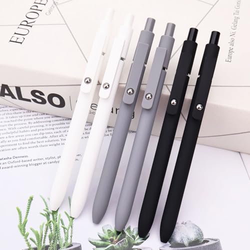 ITAWIXS 6Pcs Cute Gel Pens, 0.5mm Fine Point Smooth Writing Pens, Aesthetic Pens for Journaling Note Taking, Office School Supplies, Gifts for Women - color: Black