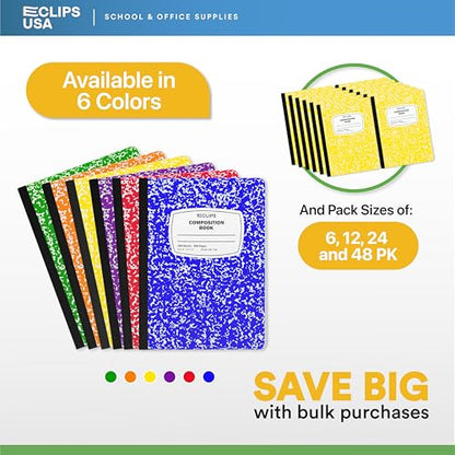 Composition Notebook Wide Ruled Composition Notebooks Bulk Yellow Marble Hard Cover Wide Ruled Notebook Paper Note Books For Schools Marble Composition Books 100 Sheets 200 Pages 9.75” x 7.25” (24 Pack, Yellow) - color: Yellow, size: 24 Pack