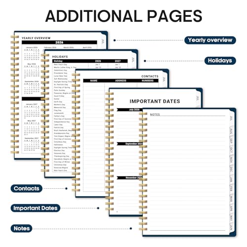 Planner 2026-2027, 6.3" x 8.5" Weekly and Monthly Academic Year Planner Calendar, July 2026 - June 2027, Hardcover Large School Planning Agenda With Tabs, Perfect for School & Office Supplies, A5, Navy Blue - color: F-Navy Blue, size: A5(6.3"x8.5")