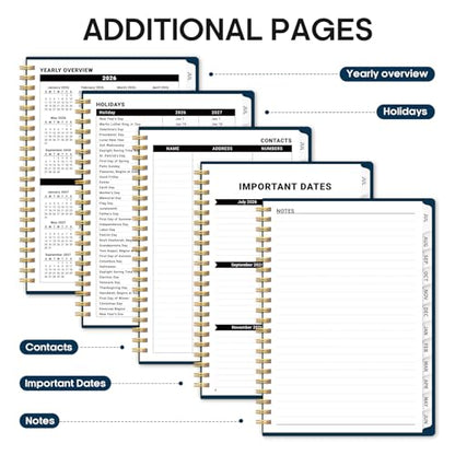 Planner 2026-2027, 6.3" x 8.5" Weekly and Monthly Academic Year Planner Calendar, July 2026 - June 2027, Hardcover Large School Planning Agenda With Tabs, Perfect for School & Office Supplies, A5, Navy Blue - color: F-Navy Blue, size: A5(6.3"x8.5")