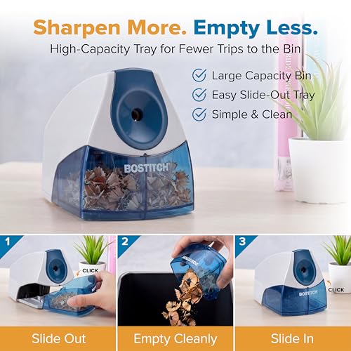 Bostitch Office Electric Pencil Sharpener for Classroom and Desk Use, Blue - color: Blue