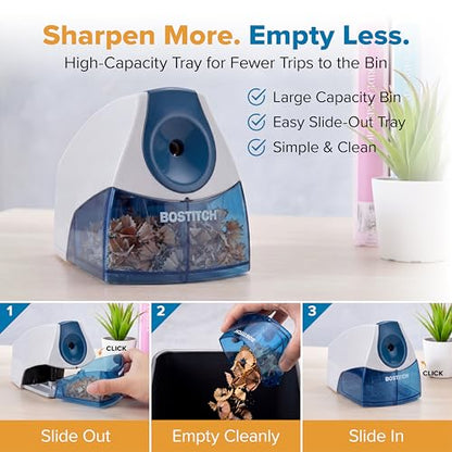 Bostitch Office Electric Pencil Sharpener for Classroom and Desk Use, Blue - color: Blue