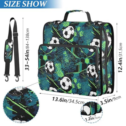Grunge Zipper Binder 3 Ring Binder with Zipper 1.5 Inch Shoulder Strap & Handle Binders Organizer Bag Football Vectors - color: Red