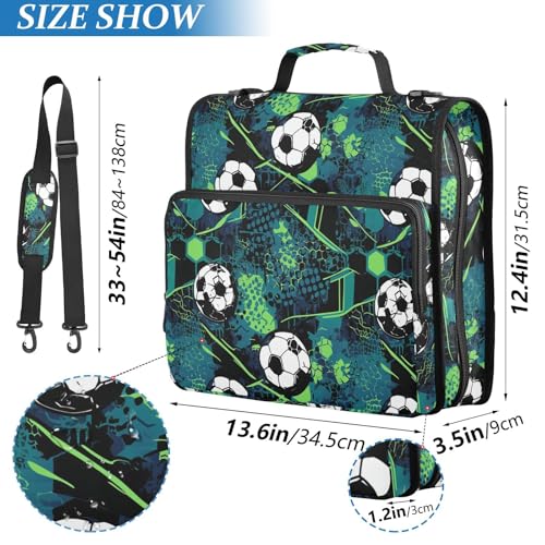 Grunge Zipper Binder 3 Ring Binder with Zipper 1.5 Inch Shoulder Strap & Handle Binders Organizer Bag Football Vectors - color: Red