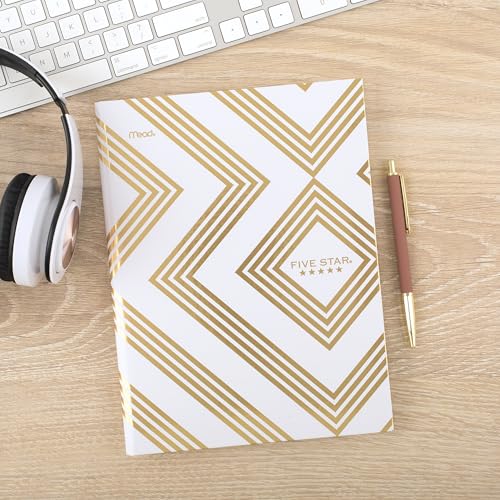 Five Star Composition Book, College Ruled Paper, 7-1/2" x 9-3/4", 150 Sheets, Hardcover, Metallic Gold Geo (850165F-ECM) - color: Metallic Gold Geo