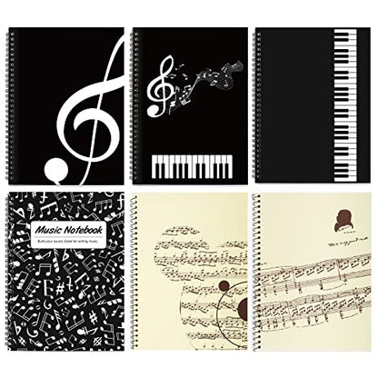 Music Notebook, Blank Sheet Note book, Cardboark Spiral NoteBook Manuscript Paper, Composition Staff Paper for Kids, Musician, Students, Piano-Keyboard-Music-Notebook 100 Pages 26x19cm - color: Black Piano