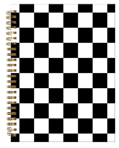 Spiral Journal Notebook,A5 Hardcover Lined Journals for Women Girl 6 x 8.3 in,120 Pages Thick Paper,Cute College Ruled Writing Notebook for Gifts Office Work School(Black White Checkered Plaid) - color: Black White Checkered Plaid