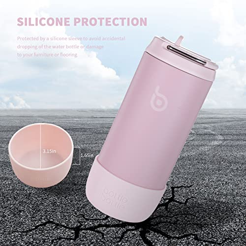 BOTTLE BOTTLE Kids Water Bottle 12 oz for Boys Girls pink | Insulated Water Bottles with Leak Proof Lid,Silicone Boot, Straw Cup for School Sports Travel,Gifts - color: Pink