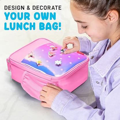 Fit & Fresh Lunch Box For Kids, Boys & Girls, School, Camp, Insulated Bag With Shoe Charm Slots For Personalization, Holographic Pink - color: Holographic Pink
