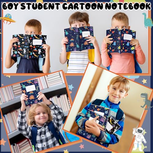 Affrolling 3 Pack Composition Notebooks Wide Ruled for Kids Boys Dinosaur Space Cute Composition Notebook 200 Page 7-1/2" x 9-3/4" Blue Journal Back to School Gift for Teen Student First Day of School