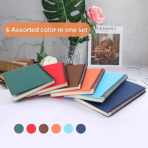 6Pack Hardcover Spiral Notebook,A5 Spiral Notebooks College Ruled,5.5x8.5 Inches,Spiral Journal Notebook for Work Study,80 Sheets 160 Pages 6 Colors