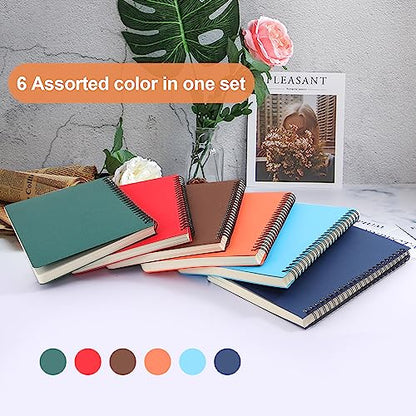 6Pack Hardcover Spiral Notebook,A5 Spiral Notebooks College Ruled,5.5x8.5 Inches,Spiral Journal Notebook for Work Study,80 Sheets 160 Pages 6 Colors