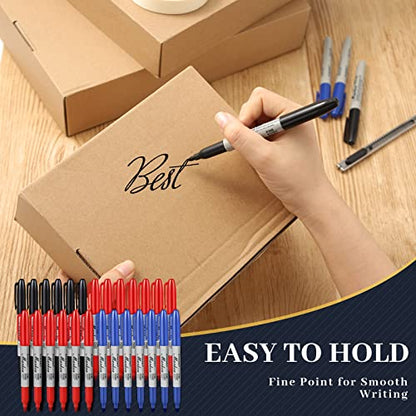 Yahenda 150 Pack Permanent Markers Bulk Black Blue Red Permanent Marker Set Fine Point Marker Pens Work on Wood, Metal, Stone, Glass Waterproof Quick Drying for Home School Office Supplies