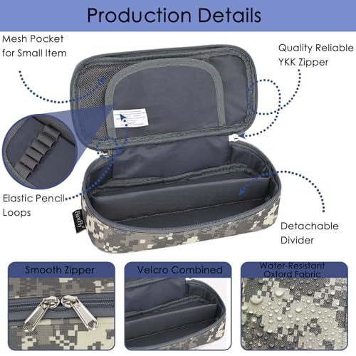 FlowFly Large Capacity Pencil Case for Kids, Boys & Girls – Zippered Multi-Functional Pen Pouch, Soft & Portable Pencil Bag for School, Teens, Students, Digital Camo - color: Digital Camo
