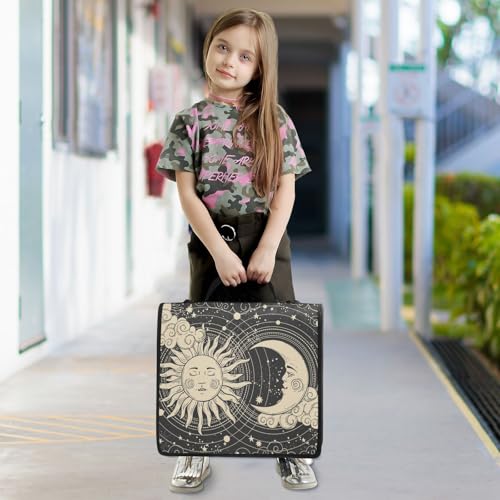 Tarot Celestial Bohemian Binder Bag 3 Ring Zipper with Handle Shoulder Strap - color: Boho