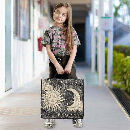 Tarot Celestial Bohemian Binder Bag 3 Ring Zipper with Handle Shoulder Strap - color: Boho