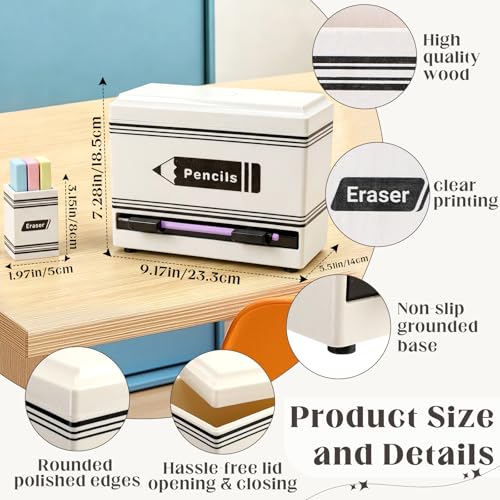 Pencil Dispenser for Classroom, 2Pcs Classroom Organization Set, Interactive Pencil Holder with Eraser Holder, Pencils Station for Teacher & Student, Teacher Must Have, Back to School Supplies(White) - color: White