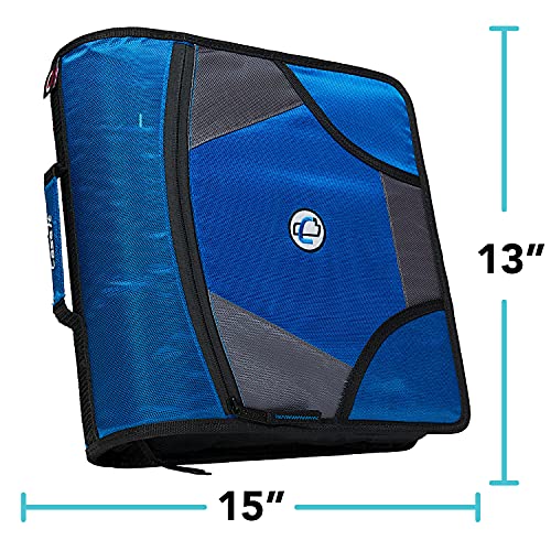 Case-it School Zipper Binder | 4-Inch D-Rings | 800-Sheet | D-186 Black | King Sized Zip Tab, 5-Subject Expanding File Folder, Multiple Pockets, Storage Organizer, Shoulder Strap, Office