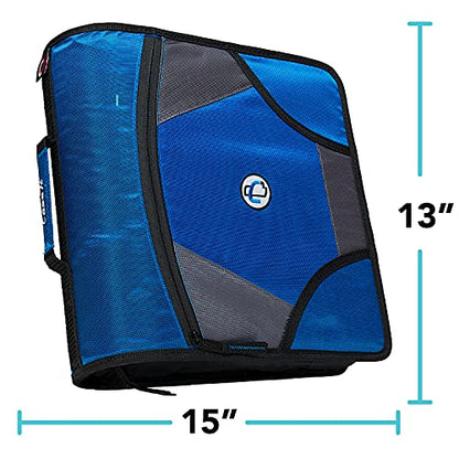 Case-it School Zipper Binder | 4-Inch D-Rings | 800-Sheet | D-186 Black | King Sized Zip Tab, 5-Subject Expanding File Folder, Multiple Pockets, Storage Organizer, Shoulder Strap, Office