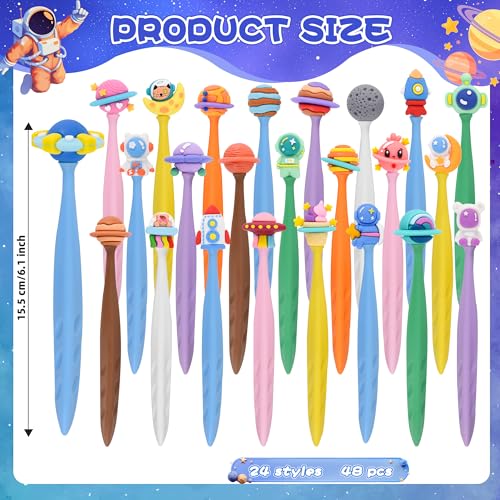 48 Pcs Cute Space Bobblehead Eraser for Pencils Kawaii Erasers Cute School Supplies Fun Planet Rocket Moon Spaceship Astronaut Shape Erasers Back to School Supplies Birthday Classroom Gifts - style: Space