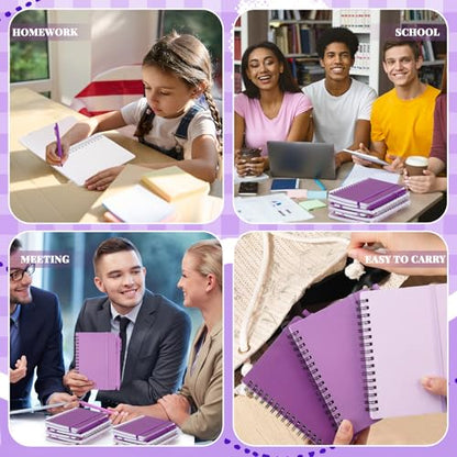 Fulmoon 12 Set Small Spiral Notebooks A6 with Pens Bulk, Multicolor 4" x 6" Pocket Notebooks Mini Lined Journals 50 Sheets for Back to School Supplies Students Gifts Rewards Office (Violet Bloom) - color: Violet Bloom