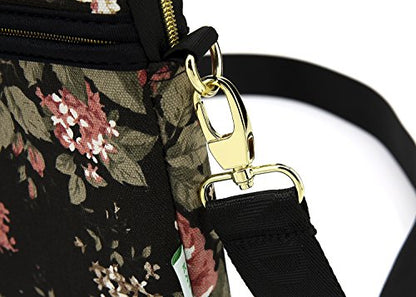kayond Black C Rose Patten water resistant Laptop Shoulder Messenger Bag Case Sleeve for 15 Inch 15.6 Inch Laptop,Laptop Briefcase - color: Black C Rose, size: 15-15.6 Inch