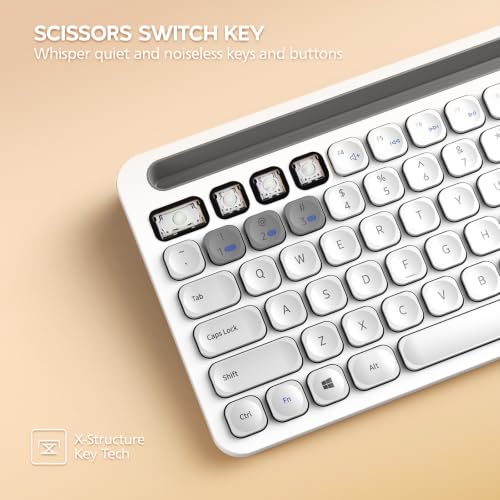White Wireless Keyboard and Mouse Combo Number Pad with Tablet Holder for Tablet Bluetooth/2.4ghz Silent Compatible with PC Laptop Desktop (White) - color: White