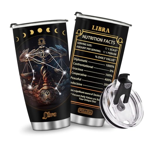 Horoscope Libra Insulated Tumblers Mug Cup Gifts for Birthday Boys Girls Men Women Son Daughter Travel Essentials Accessories Must Have Cold Iced 20oz - color: Horoscope Libra-659