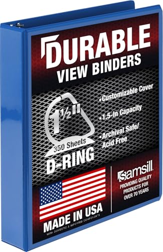 Samsill Durable 1.5 Inch Binder, D Ring Binder, 100% Recycled Chipboard, Blueberry - color: Blueberry, size: 1 Pack, style: 1.5 Inch
