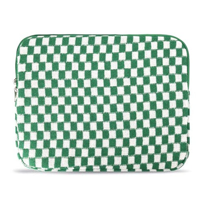 Puffy Laptop Sleeve 13-14 inch, Cute Knitted Protective Carrying Case for Women & Men, Compatible with MacBook Pro 14-Inch M4, 13 Inch iPad Pro, Tablets Notebook (Checkered Green) - color: Checkered Green, size: 13-14 inch