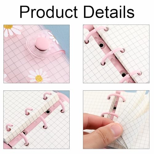 2PCS Mini School Supplies Mini 3 Ring Binder, Translucent PVC Mini Binder for Class Notes(Black) - color: Black