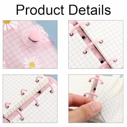2PCS Mini School Supplies Mini 3 Ring Binder, Translucent PVC Mini Binder for Class Notes(Black) - color: Black