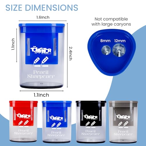 Manual Pencil Sharpener - 4 Pcs Dual Hole Premium Quality Pencil Sharpeners for Standard & Large Sized Pencils - Handheld Pencil Sharpener for Kids, Adults, Artists, Home & Office Uses