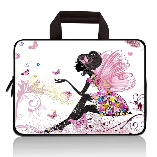 Universal 7~9 inch Kids Tablet Portable Neoprene Zipper Carrying Sleeve Case Bag Fits 7" 8" 8.5" 8.9" 9" iPad mini 5 4 3 2 1, Galaxy Tab A 8.0 (Butterfly Girl) - color: Butterfly Girl