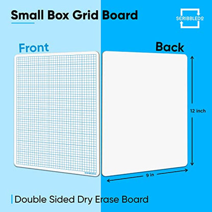 SCRIBBLEDO Small Grid Dry Erase Graph Board 9x12, 0.2-in Fine Grid for Math | Fine Blue Grid Lines, Detailed Cells, Easy to Clean No Residual, Algebra, Geometry and STEM Practice, Sturdy Double Sided - size: 9"W x 12"H