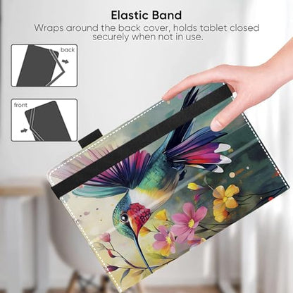 Universal 10 10.1 Inch Android Tablet Case,Slim Folding Stand Cover for All 9"-10.5" Touchscreen Tablet Case with Stylus Pen Holder,Flower Birds - color: Flower Birds