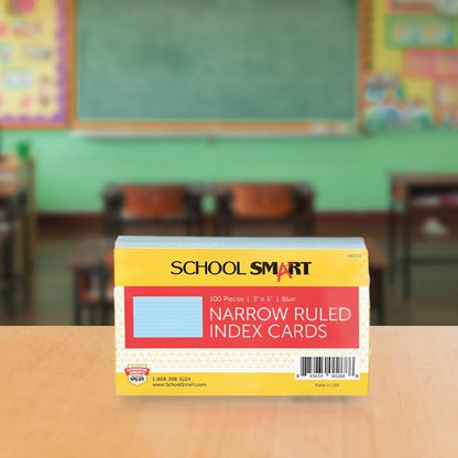 School Smart Ruled Index Cards, 3 x 5 Inches, Blue, Pack of 100 - color: Blue, size: 3 x 5 Inches